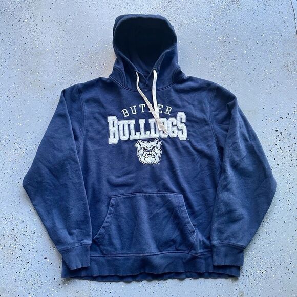 Other - VTG Butler Bulldogs Hoodie XL Navy Blue Pullover Mascot Graphic Fan Gear